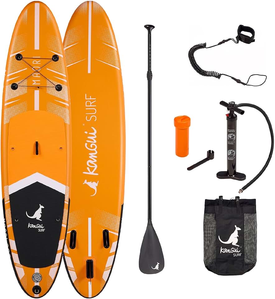 Kangui - Stand up Paddle 335cm Sup Gonflable + pagaie + Sac à Dos + Pompe Haute Pression + Leash + kit de réparation- Maori