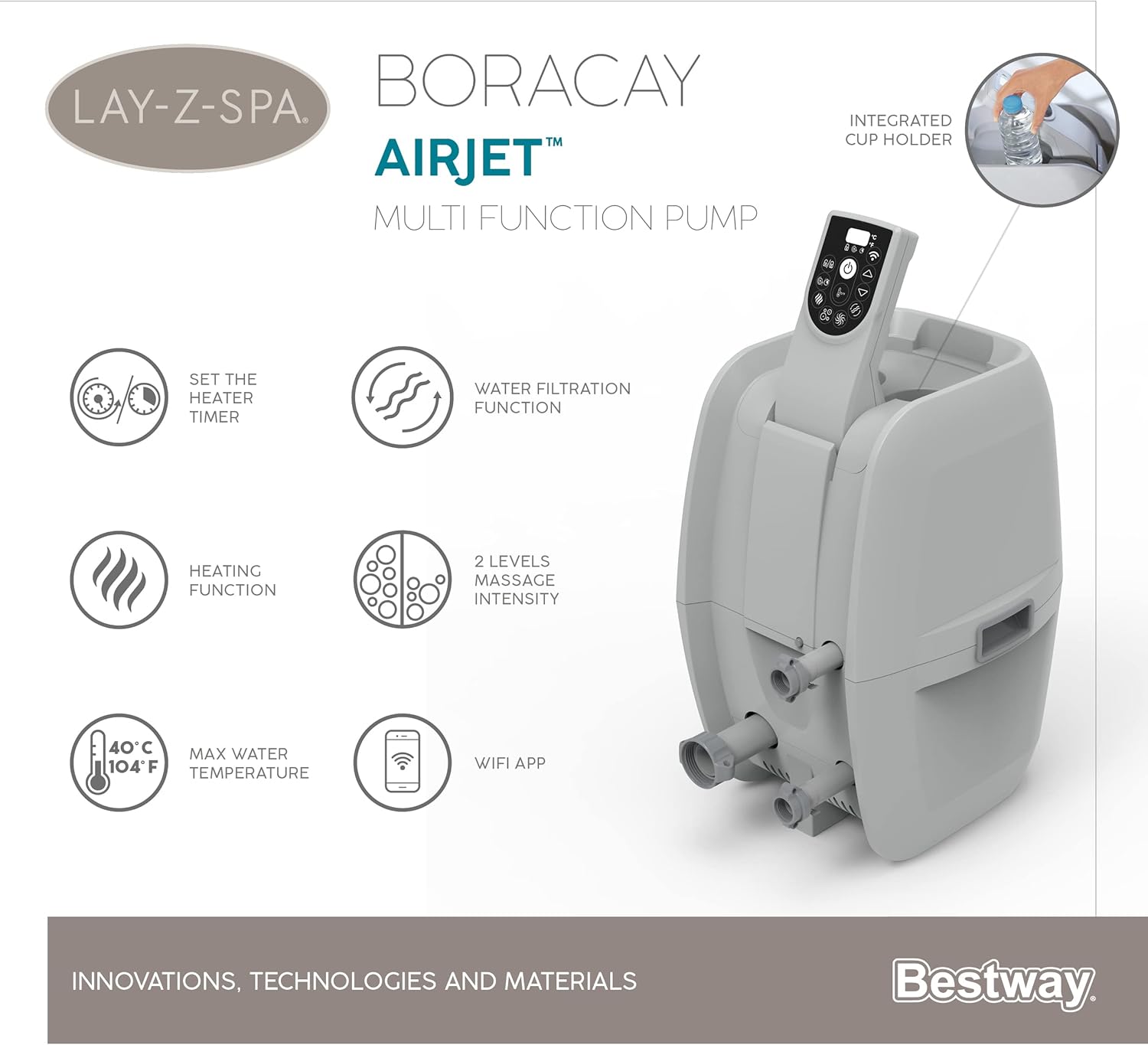 Bestway - Boracay AirJet - 1,80m x 66cm - spa gonflable 71x26