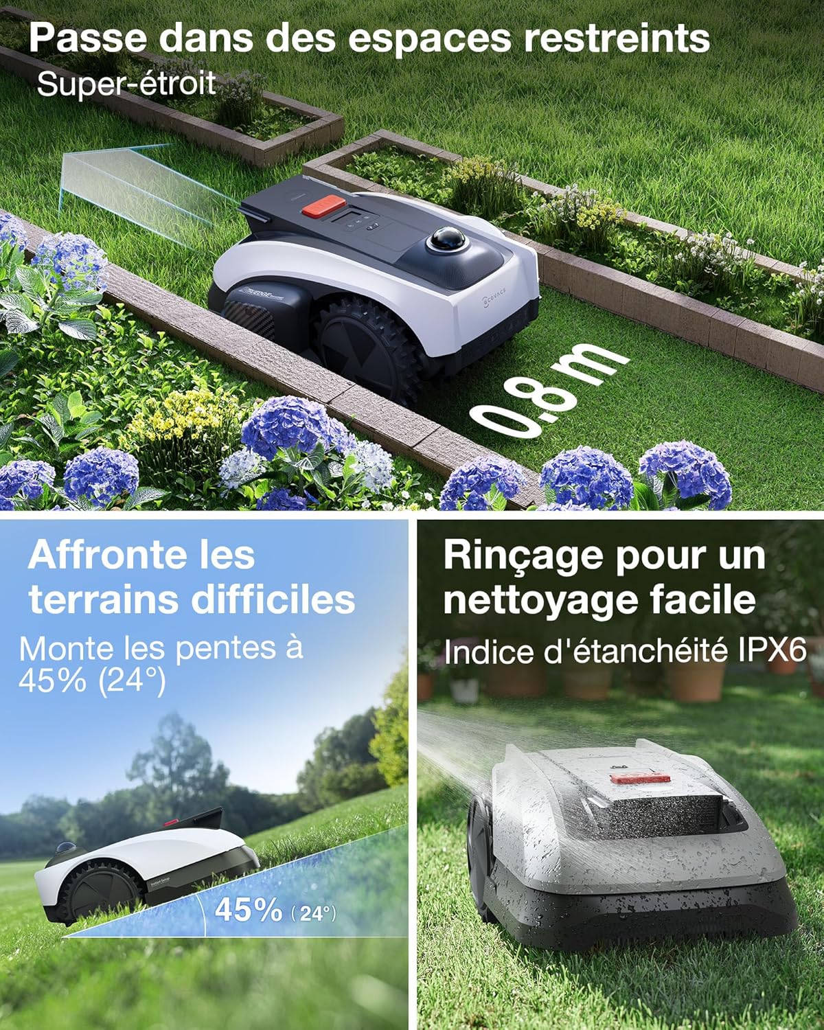 Ecovacs - Goat O1200 - 1200m² - LiDAR Pro, navigation IA, coupe précise O1200