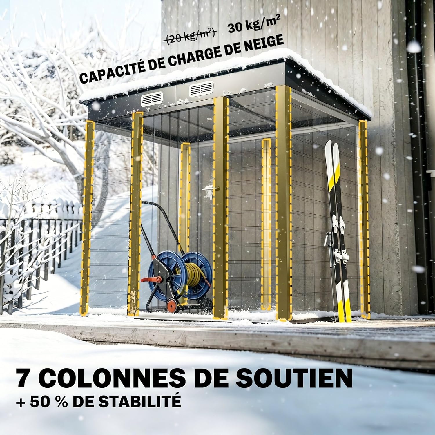 Outsunny - Abri de jardin métal - 191x130x183cm - acier galvanisé, portes verrouillables, aérations