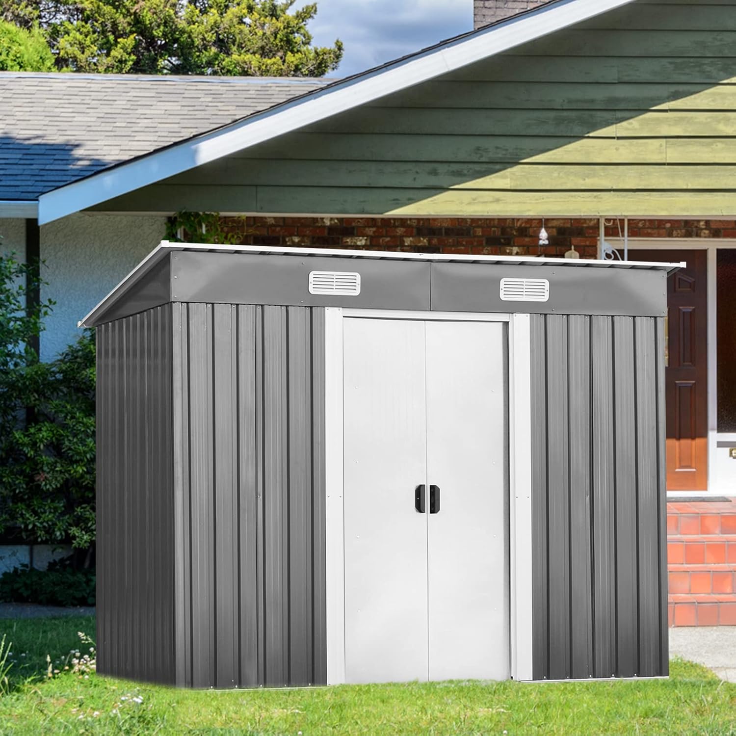 RELAX4LIFE - abri de jardin acier galvanisé 238x131x181cm, ventilé, double porte - RELAX4LIFE3,11㎡