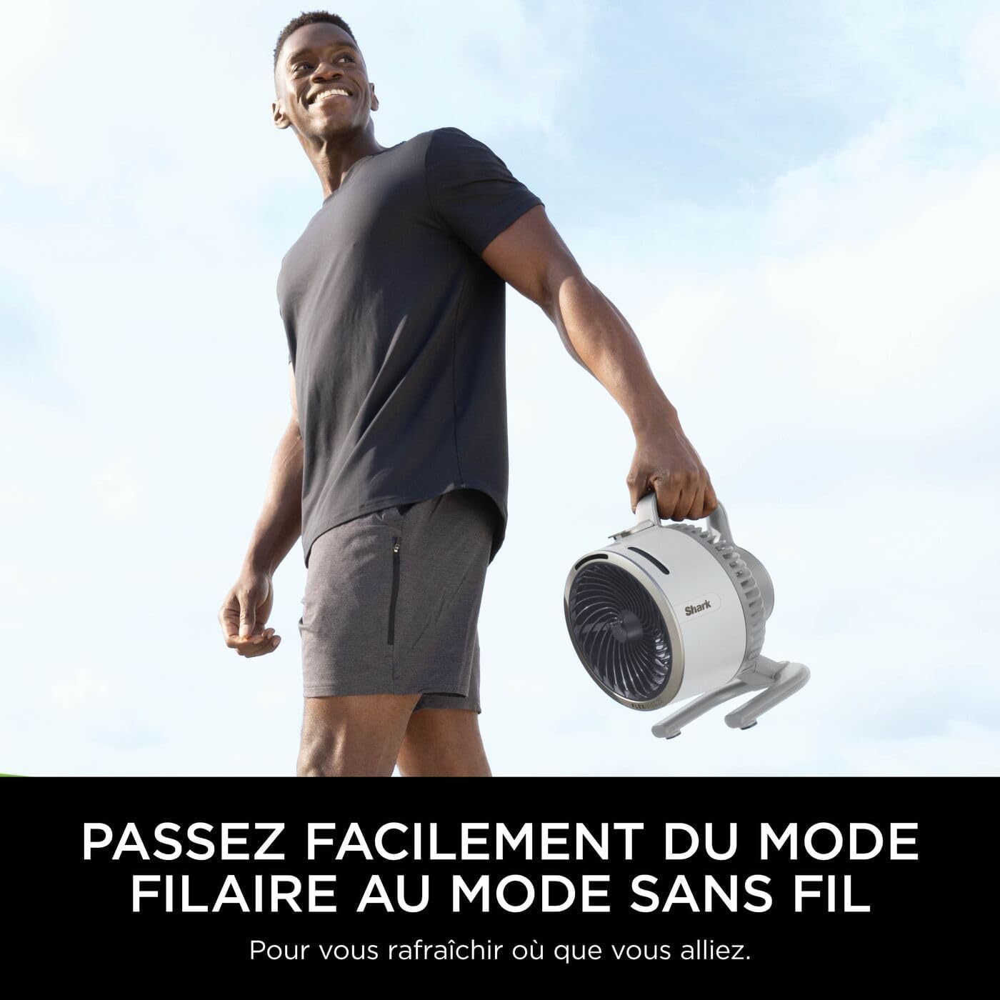 Shark FlexBreeze HydroGo, ventilateur brumisateur portable, rafraîchisseur d'air silencieux intérieur/extérieur, discret et durable, avec/sans fil, léger, 5 réglages de vitesse, Colombe FA050EUDV