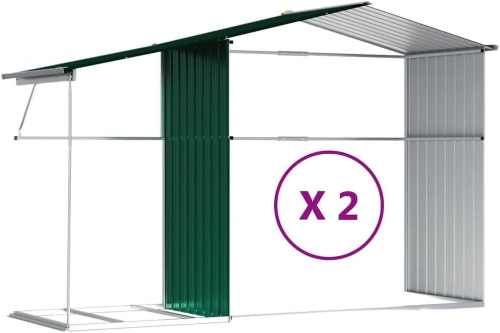 ADWOA Abri de Jardin Vert 277x279x179 cm Acier galvanisé,Abris De Jardin,Abri De Stockage pour Jardin,Abri D'Outils De Jardin