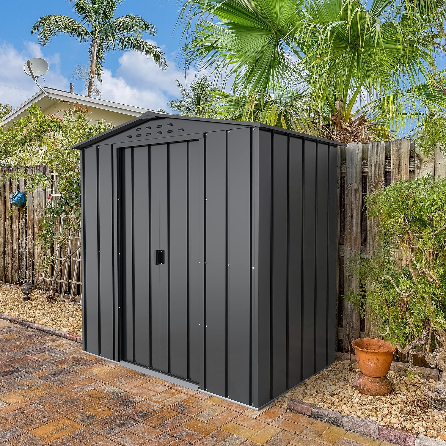 Duramax TOP Shed 6 x 4 (2.17 m²) Abri de jardin en métal, fabriqué en acier galvanisé, structure de toit renforcée, abri de jardin en métal sans entretien et résistant aux intempéries, Anthracite