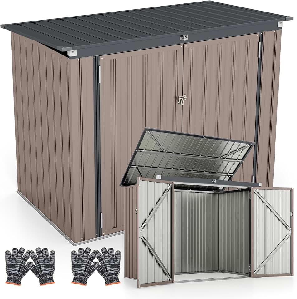 RELAX4LIFE - abri de jardin métal 172x100x129 cm, portes doubles, couvercle relevable