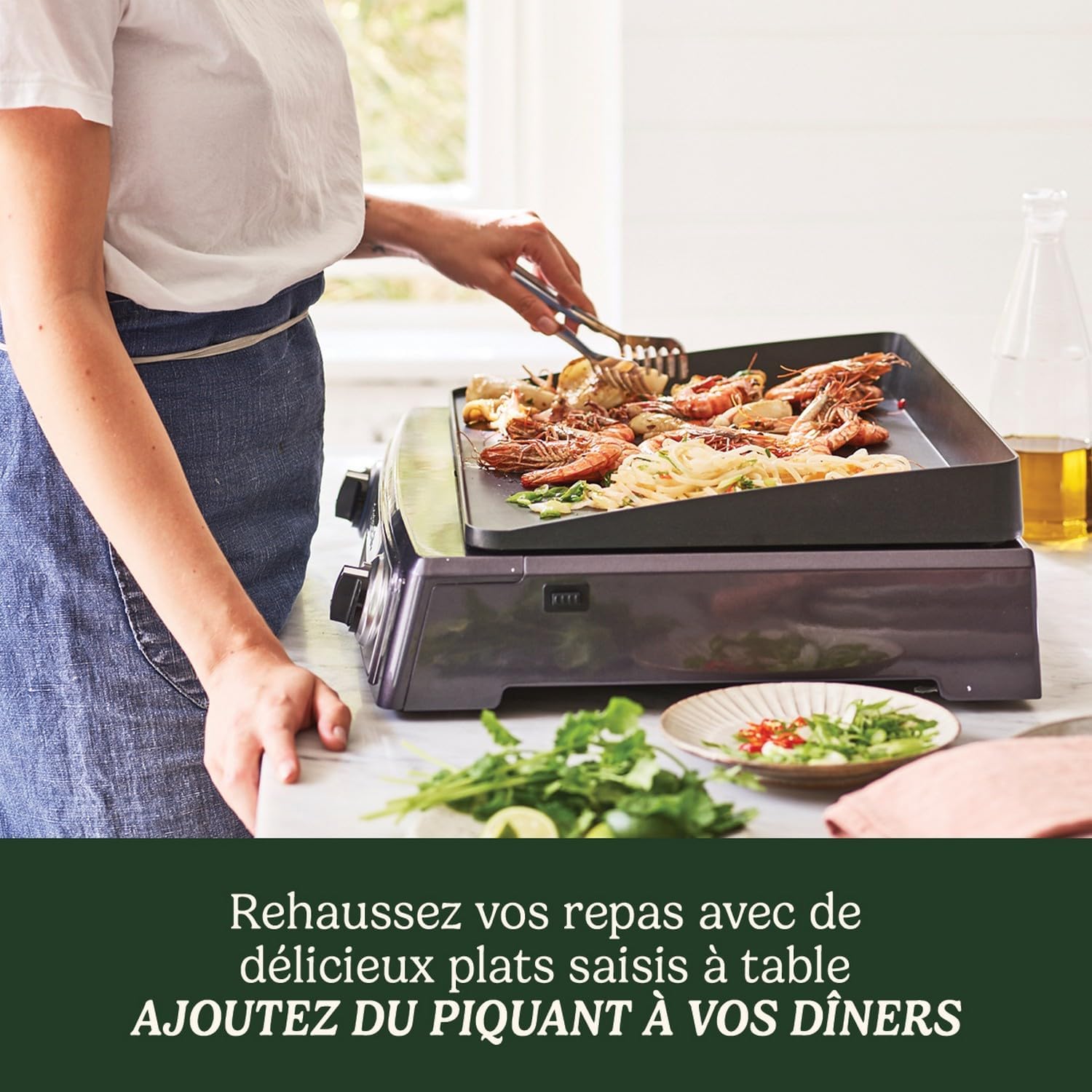 Cuisinart - Plancha double face - grande taille - 2 zones, 260°C, plaque amovible