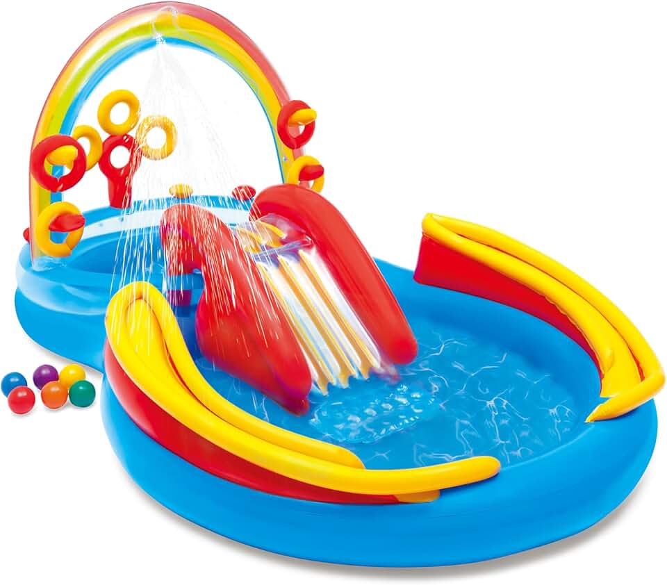 Intex - Rainbow Ring Play Centre - 297x193x135 cm - piscine gonflable, multicolore