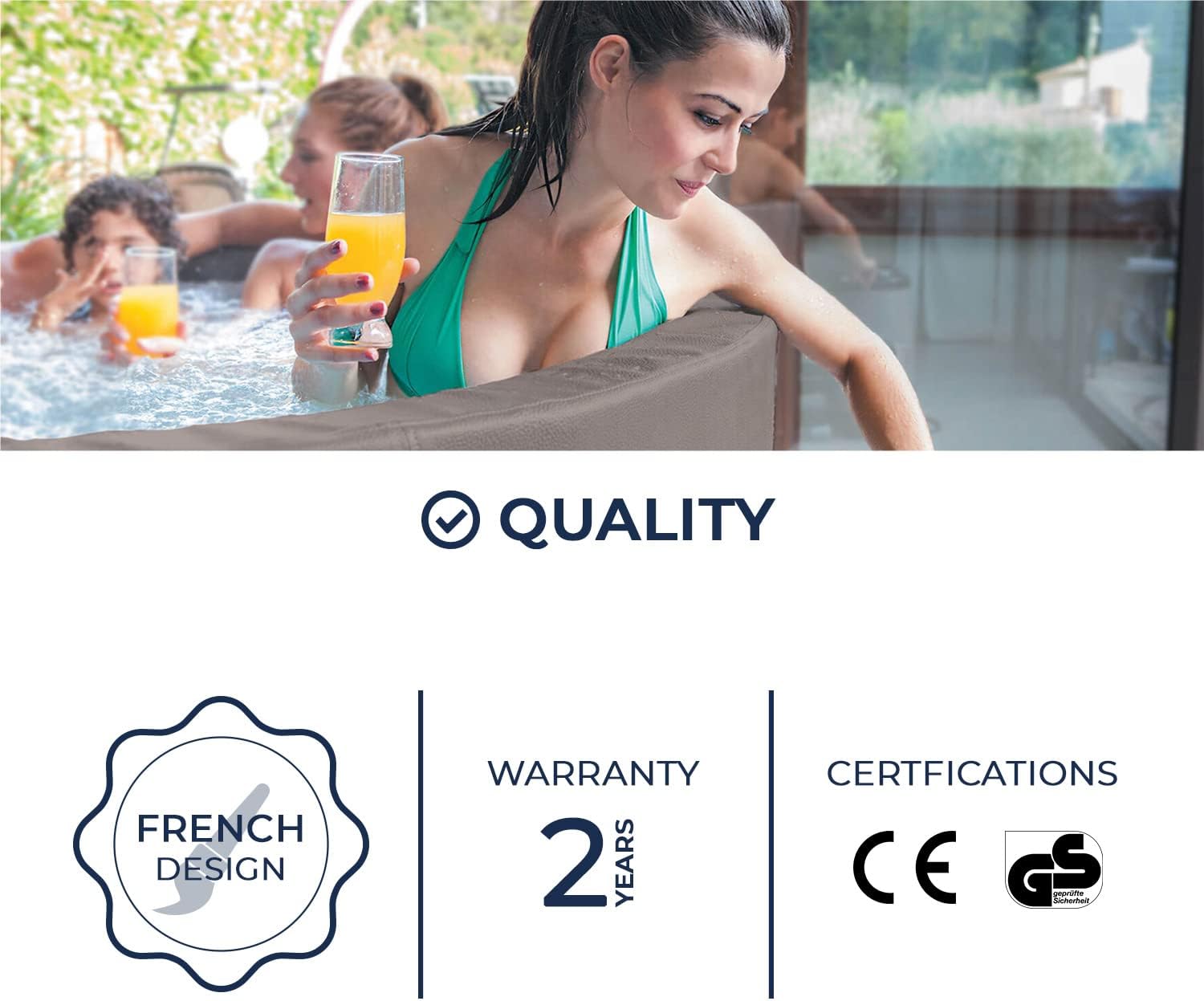 N NETSPA - Spa - Vita Premium - SP-VIP160C - Gonflable - 6 Places (4 Adultes + 2 Enfants) - Bache De Protection - Réchauffeur - 1100 L - Couverture Simili-Cuir Premium