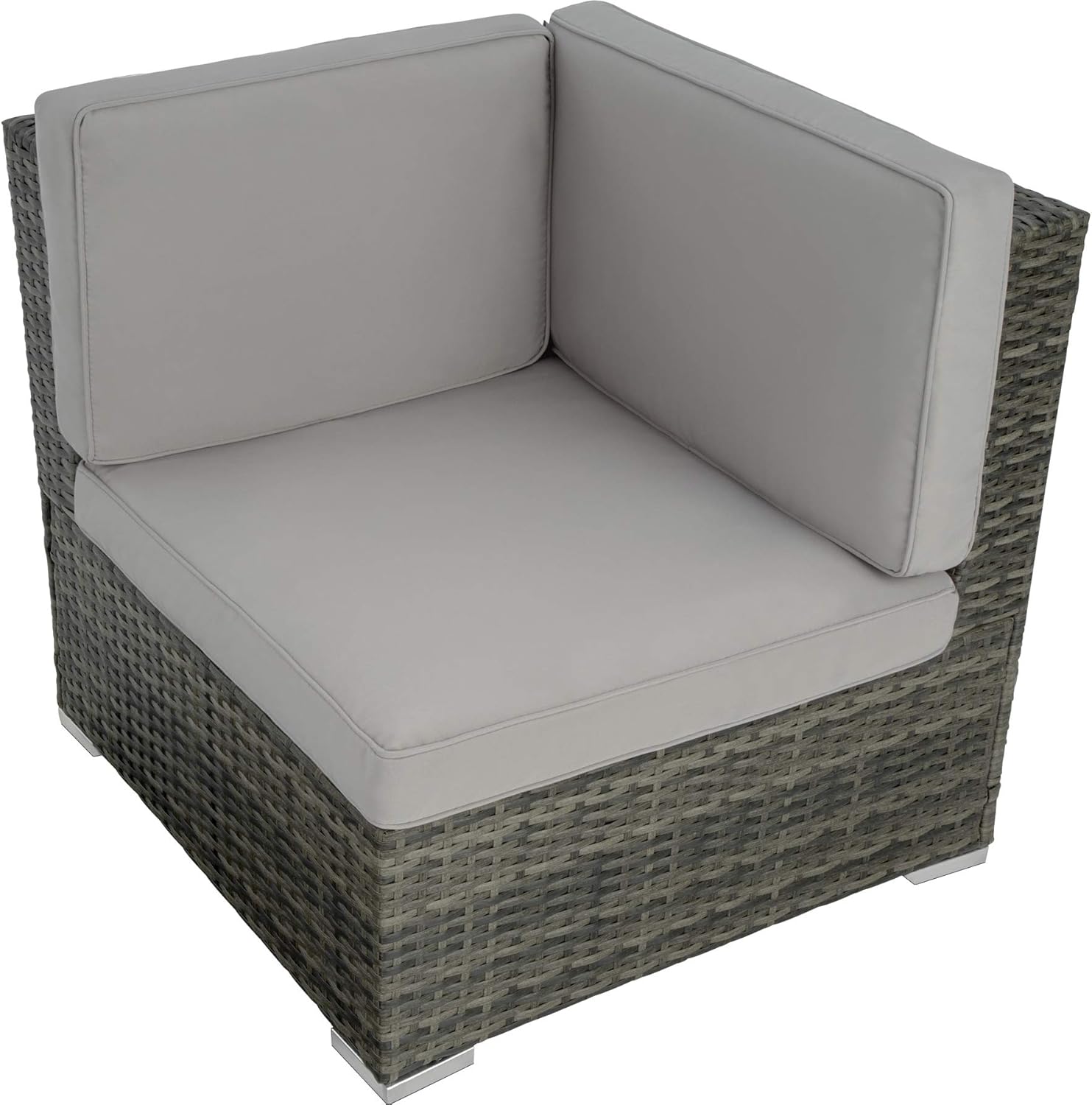Tectake - Salon de jardin modulable 6 places - rotin, gris, confortable