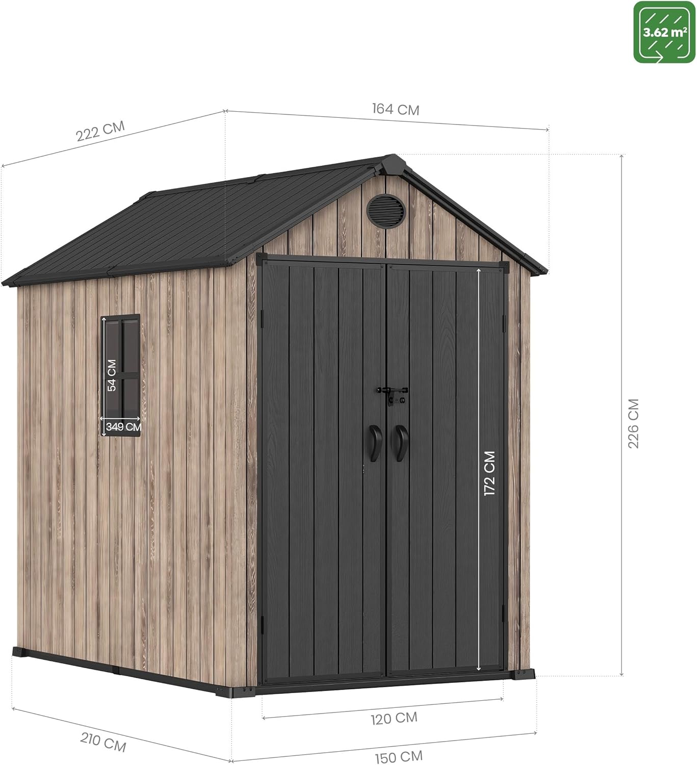 Hoggar - Oak O40 - 3,62 m² - résine, double porte, fenêtre, imperméable