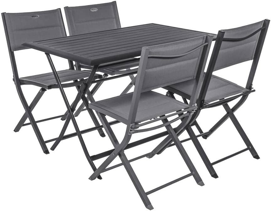Hespéride - Azua - table pliante 4 places, alu époxy gris graphite