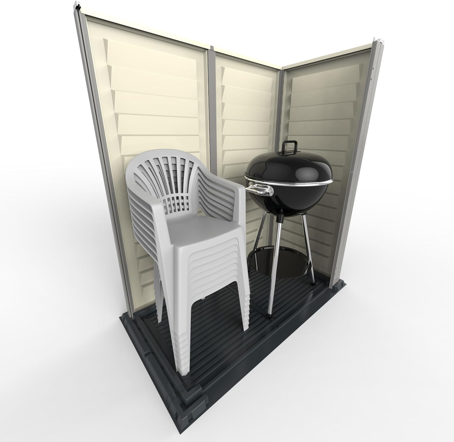 Duramax - YardMate Pent Roof PLUS - 5x3 - abri de jardin plastique, plancher inclus, toit métal, ignifuge, sans entretie