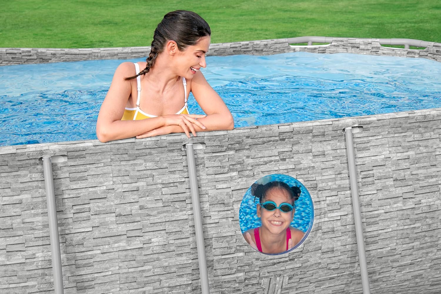 Bestway Steel Pro Max Splashview Kit Piscine Hors Sol - 427 cm x 250 cm x 100 cm - Gris