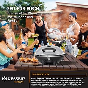 elektrischer Elektrogrill 2in1 Tischgrill in silber