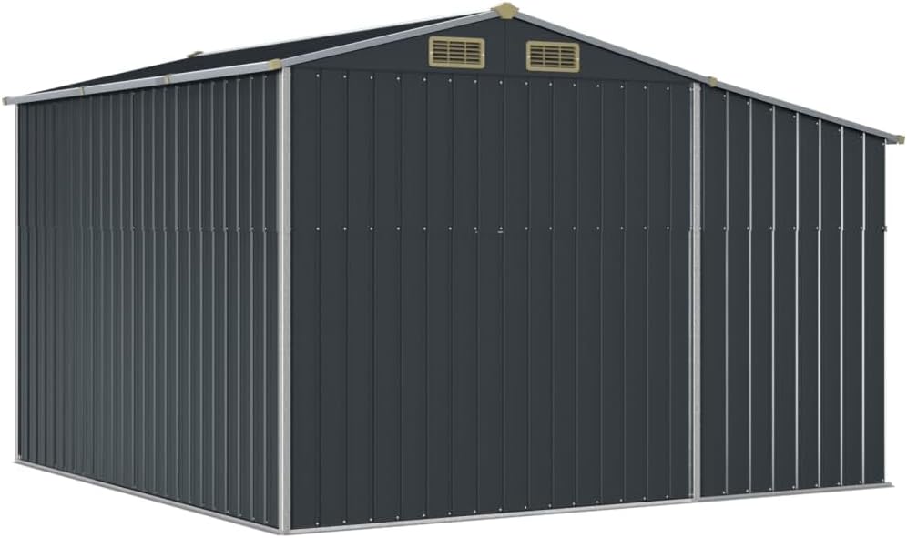 vidaXL Abri de Jardin, Cabane à Outils avec Poignées, Remise à Outils avec Toit Inclinable, Abri de Rangement Patio, Anthracite 277x279x179 cm Acier Galvanisé