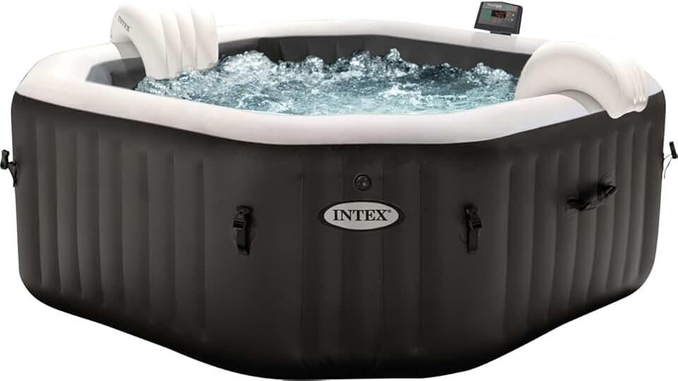 Intex Pure SPA Octagon - 201x71 cm - 4 pers, eau salée, 795 l, noir - 28458