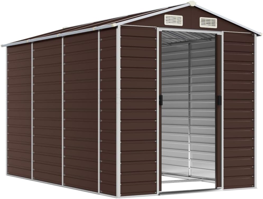 vidaXL Abri de Jardin Marron 191x300x198 cm Acier galvanisé