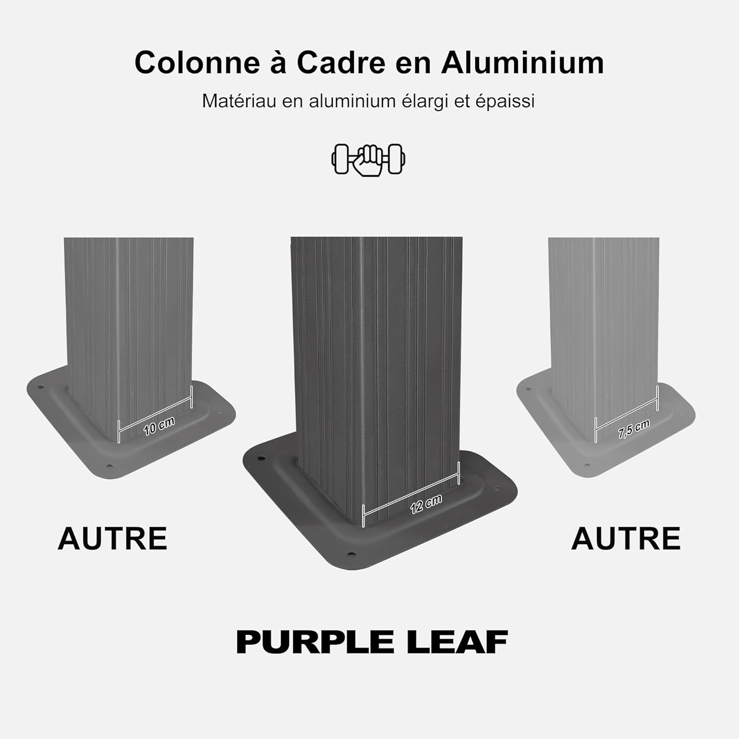 PURPLE LEAF - tonnelle aluminium - 4,25x3,65m - éclairage intégré, rideaux moustiquaires, gouttière, poteaux renforcés