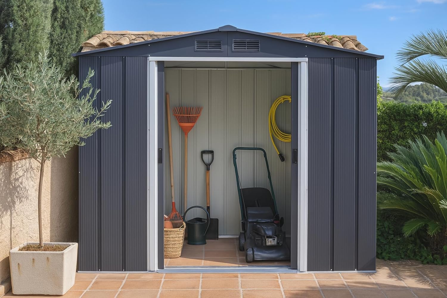Duramax - ECO 8x8 - 5,89 m² - abri métal, toit renforcé, anthracite