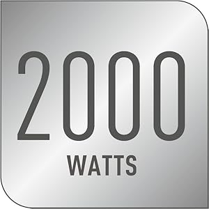Le texte indique « 2000 WATTS ». Gros plan d'un panneau métallique ou argenté avec le texte des spécifications de puissance estampé ou imprimé.