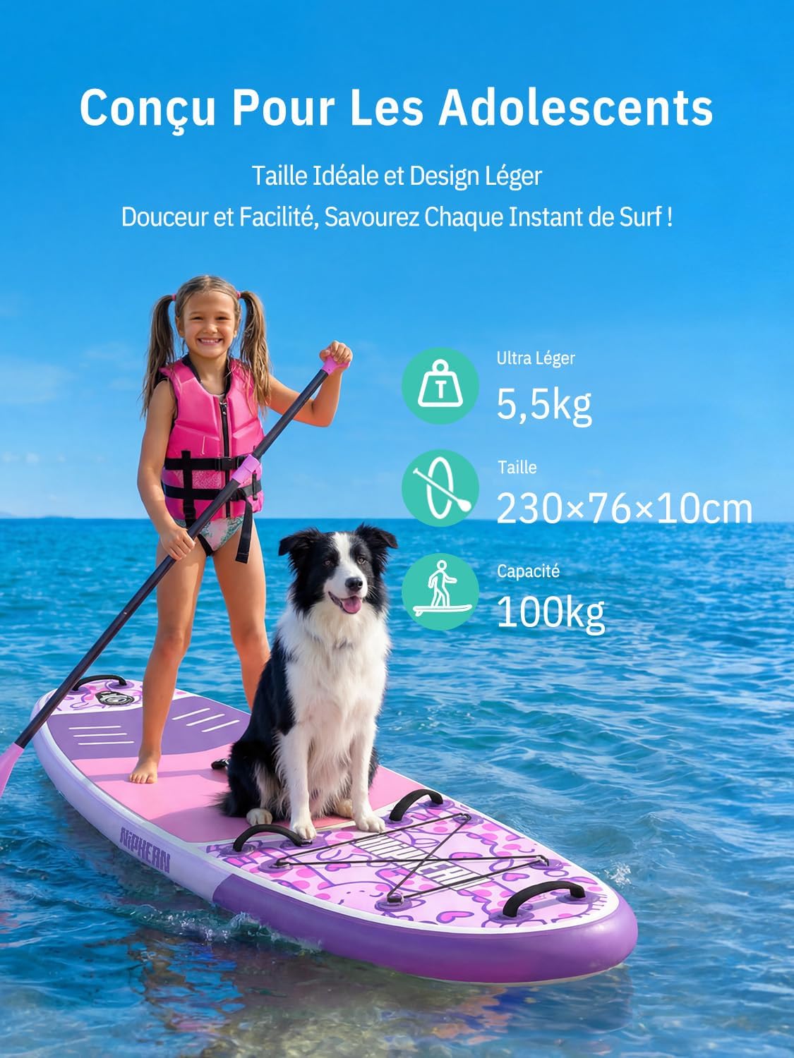 Niphean - Extra Large Paddle - sup 2+1 personnes - planche gonflable stable débutant
