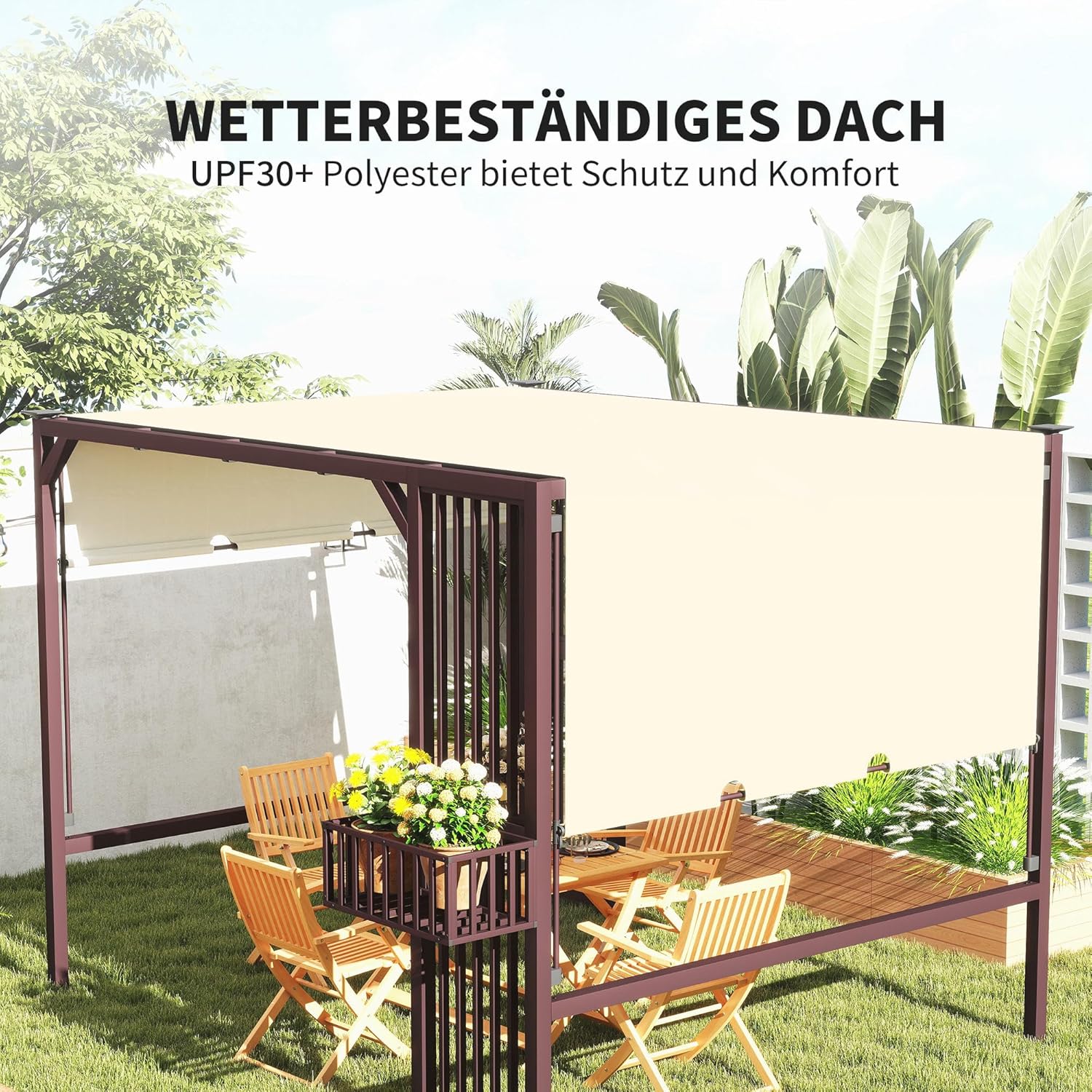 Outsunny - Pergola série UV30+ - 3x2,5m - toit ouvrant, résistante hiver