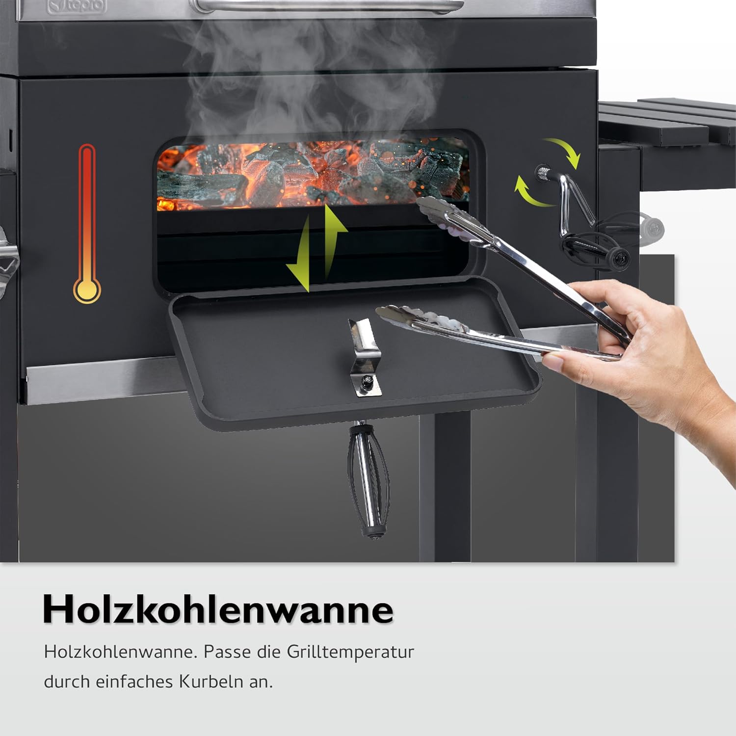 Tepro - Toronto Click - barbecue charbon acier anthracite inox, compact