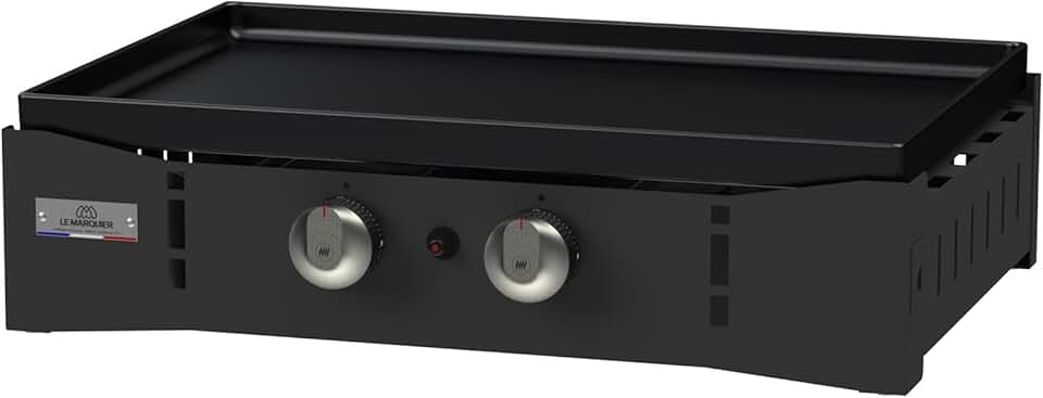 Marque - Le Marquier Plancha Ora Gaz - 260 Noire - Plancha gaz robuste et compacte, surface de cuisson large.