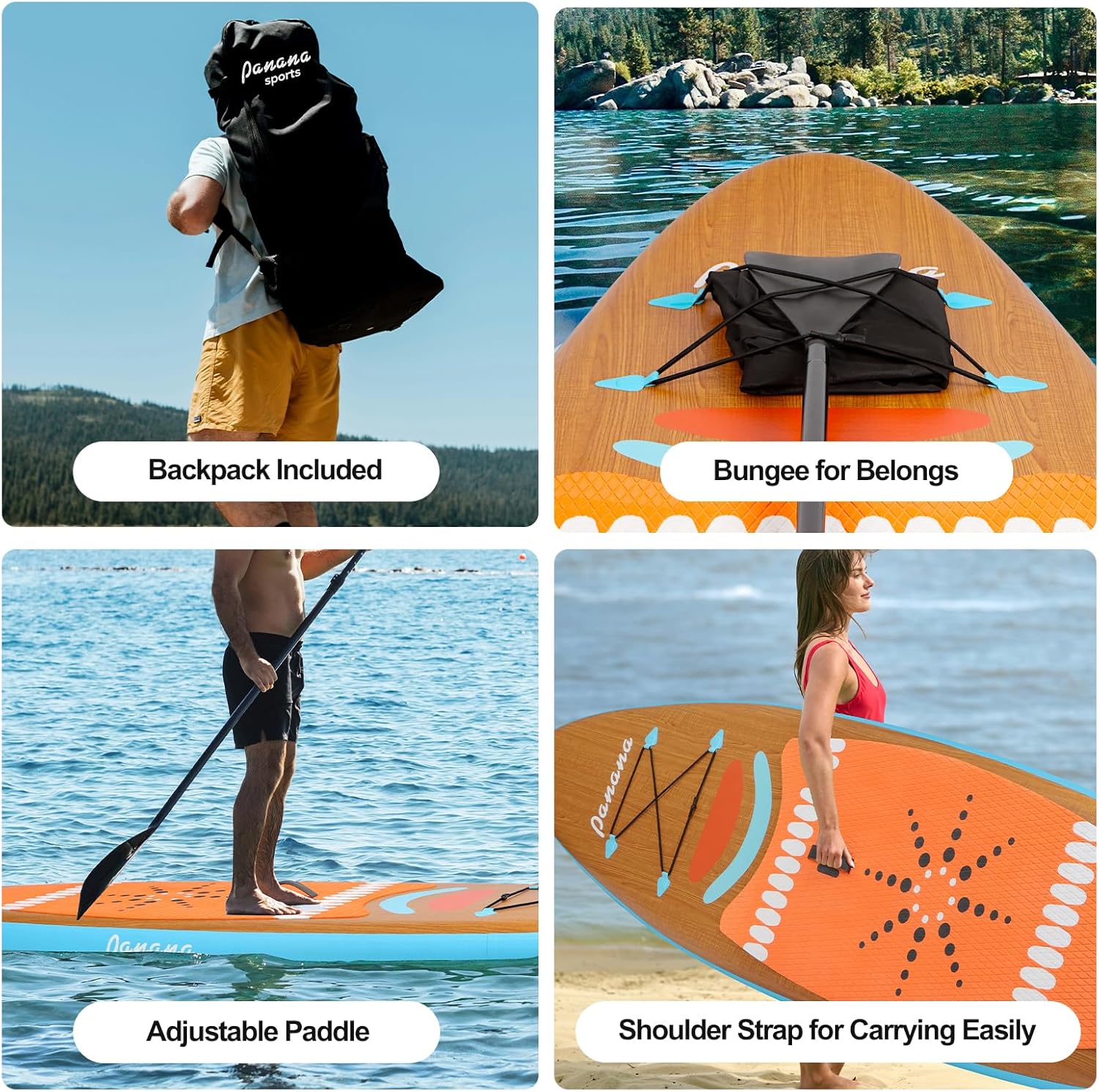 Panana - SUP Gonflable - 320cm - légère, pont antidérapant, accessoires