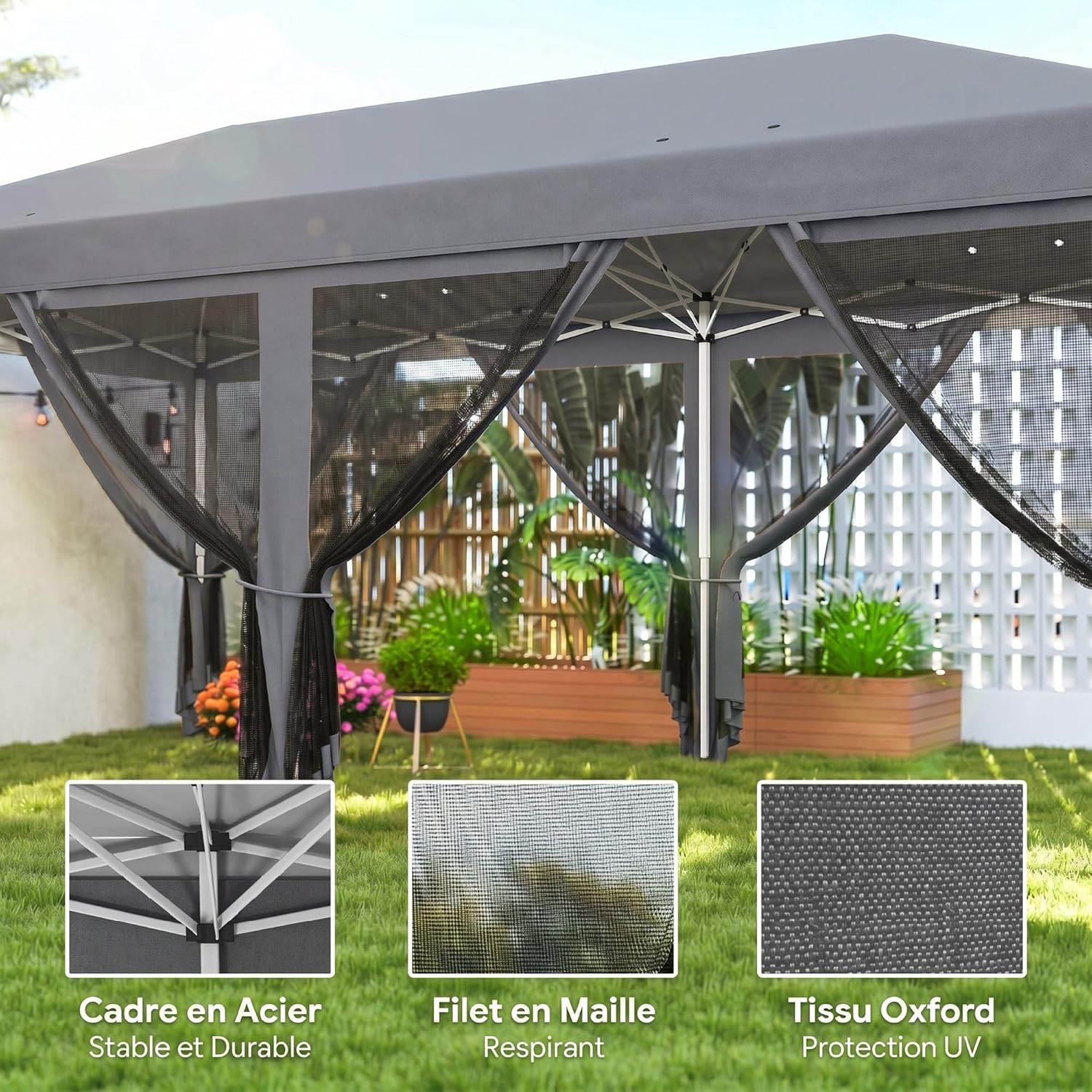Outsunny - Barnum pliant Pop-up - 6x3 m - anti-UV, moustiquaires, sac