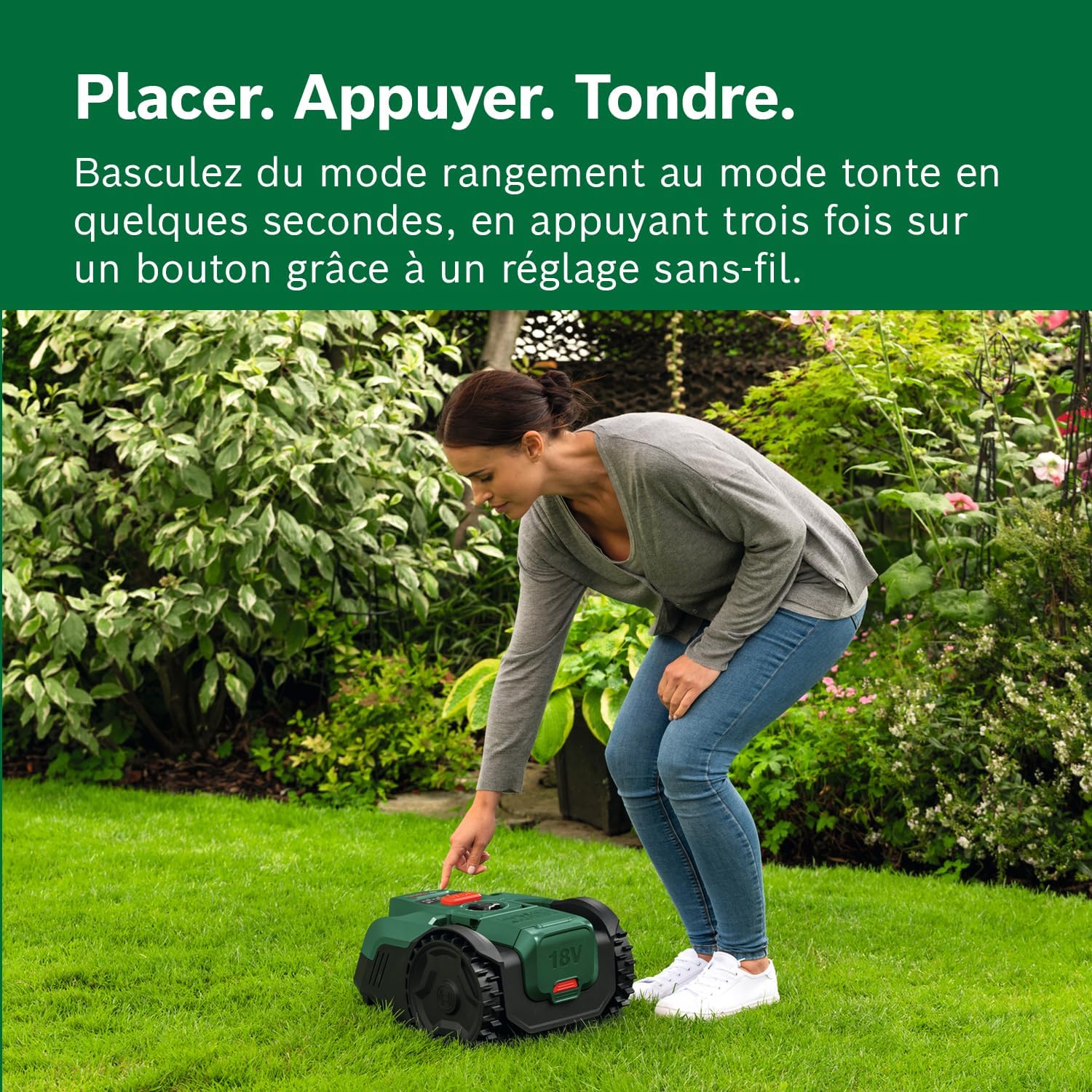 Bosch - Tondeuse robot série VISIMOW - 16 cm - 100 m², coupe 20-60 mm - VISIMOW18V-100