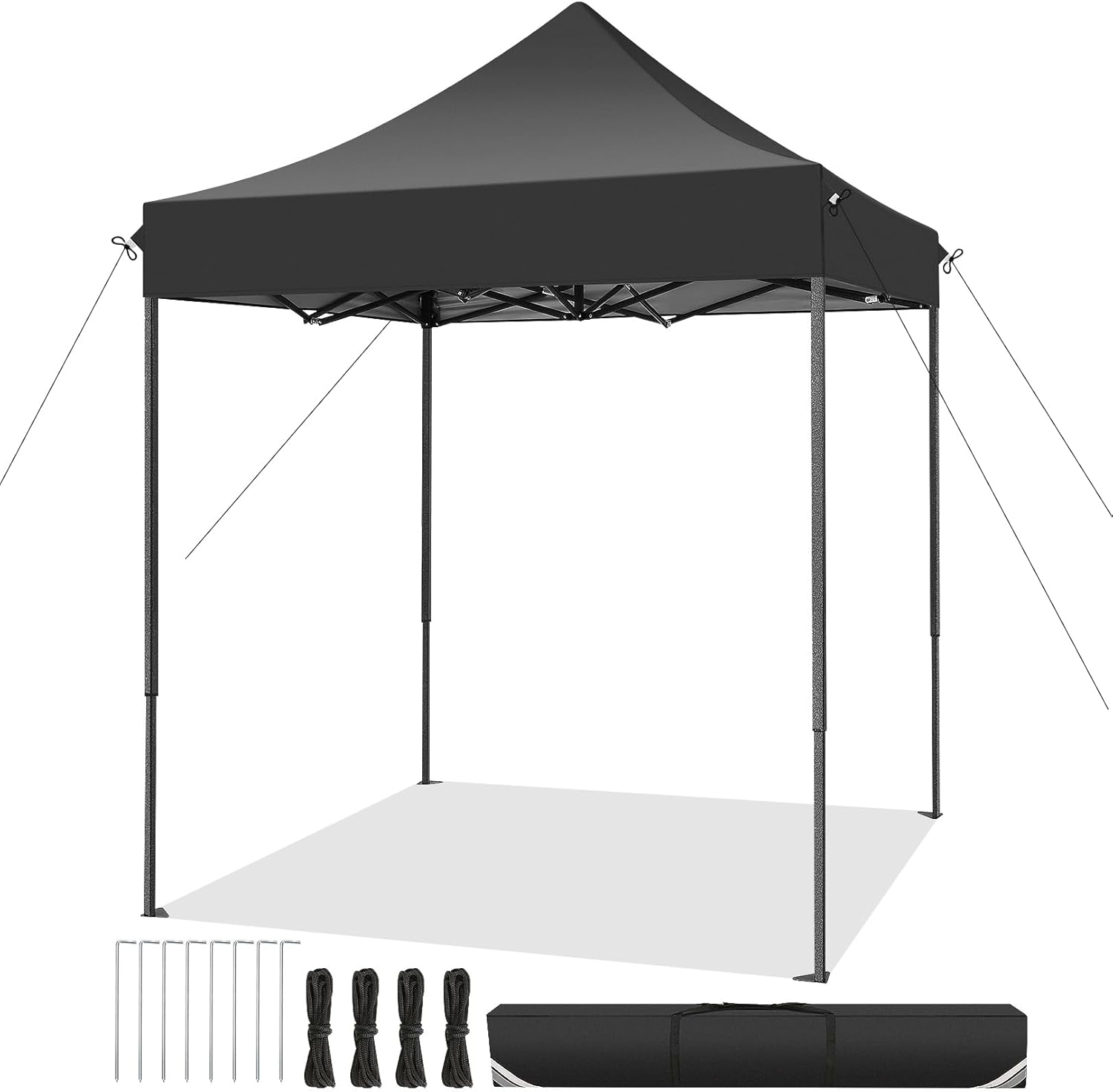 COBIZI Tente de Réception Pliante 2x2m Robuste sans Parois Latérales, Chapiteau de Fête Extérieur Commercial Facile à Monter, 3 Hauteurs Réglables avec Sac de Transport, Noir
