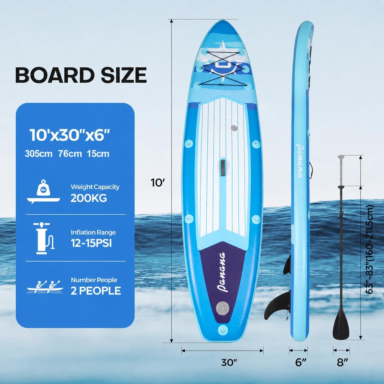 Panana - Planche SUP gonflable - ultra-légère, accessoires, adulte