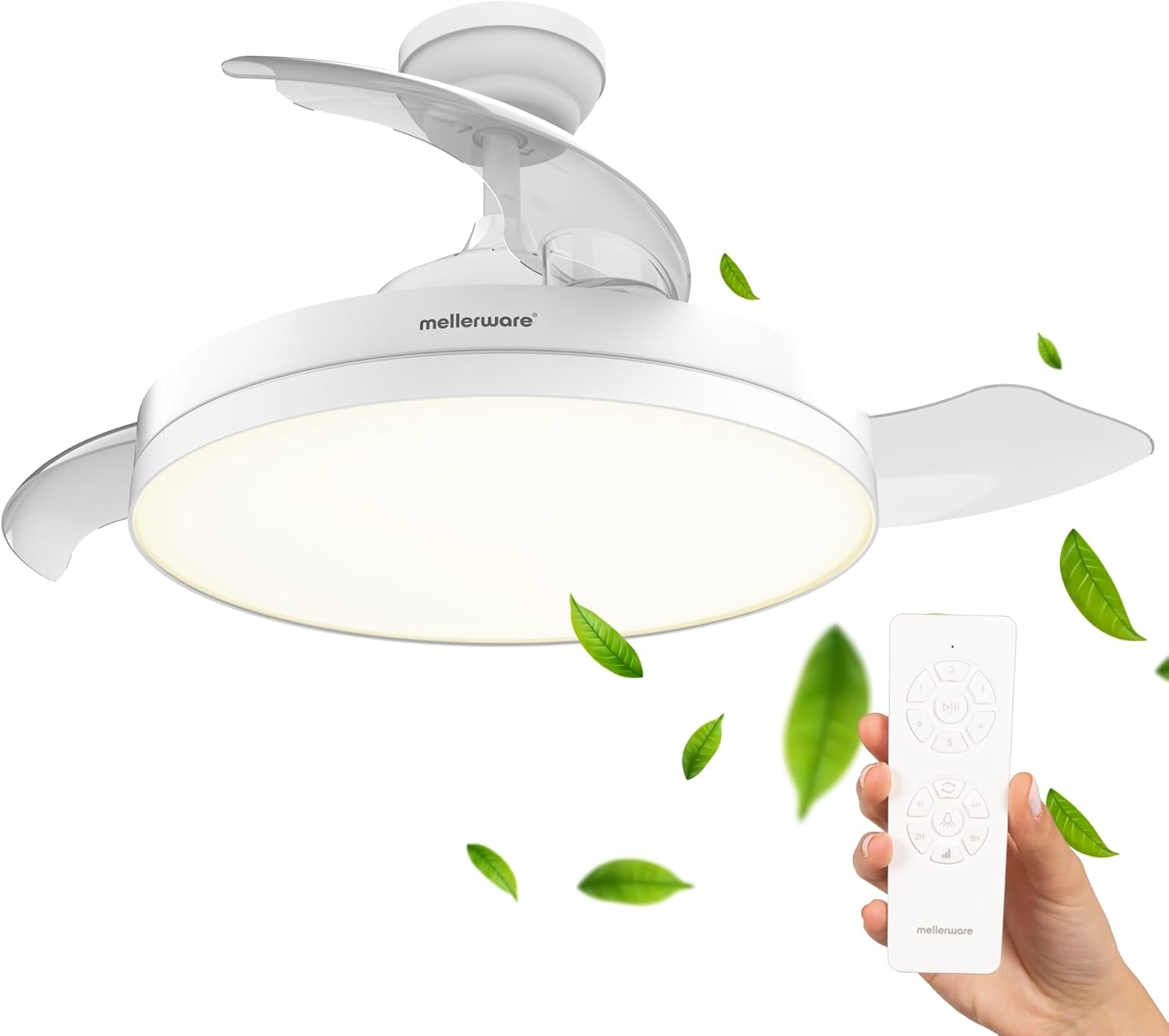 Mellerware - Brizy rétractable Ø106 cm - 40 W, 6 vitesses, LED, moteur DC