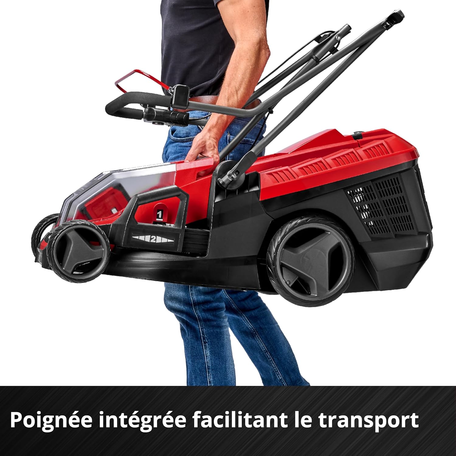 Einhell Tondeuse à gazon sans fil GE-CM 36/36 Li Kit Power X-Change (36V, largeur 36 cm, 400 m² max., sans charbon, bac collecteur 40 L, hauteur de coupe 25-75mm, avec 2 batteries 4,0Ah + 2 chargeurs)