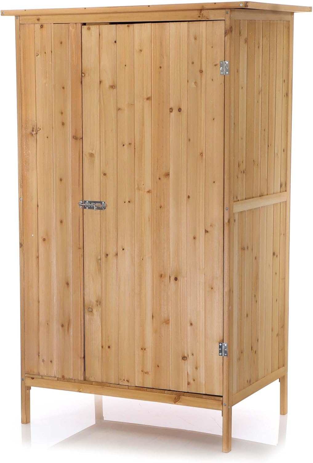 Wiltec Abri de Jardin – 920 x 570 x 1540 mm – en Bois Verni – avec Toit revêtu par PVC et 1 Porte – Cabane Remise pour Rangement Outils pour Jardin, Terrasse & Balcon