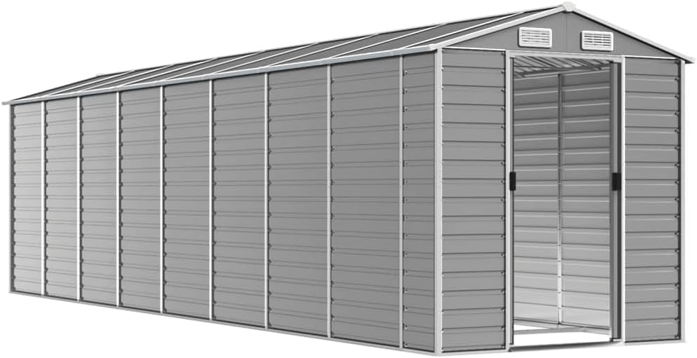 Abri de jardin acier galvanisé - 191x725x198cm - gris clair