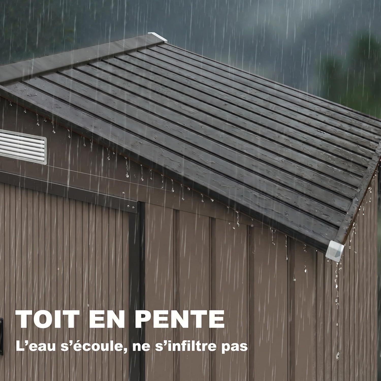 Outsunny - Abri de jardin métal 2,77 m², 213x130x185 cm, porte coulissante, marron