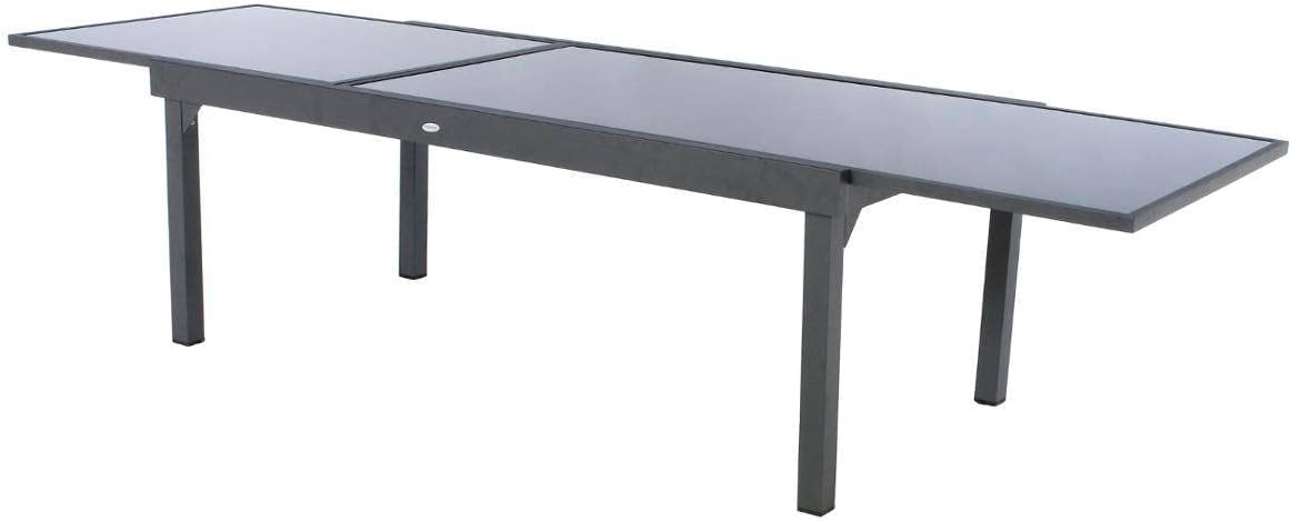 Hespéride - Piazza extensible - 12 places - aluminium/verre renforcé - gris graphite
