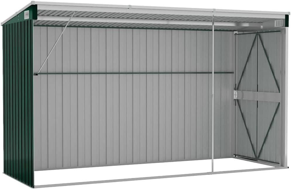 Générique Abri de Jardin Mural Vert 118x288x178 cm Acier galvanisé,Structures extérieures, Cabanes & abris de Jardin,316225