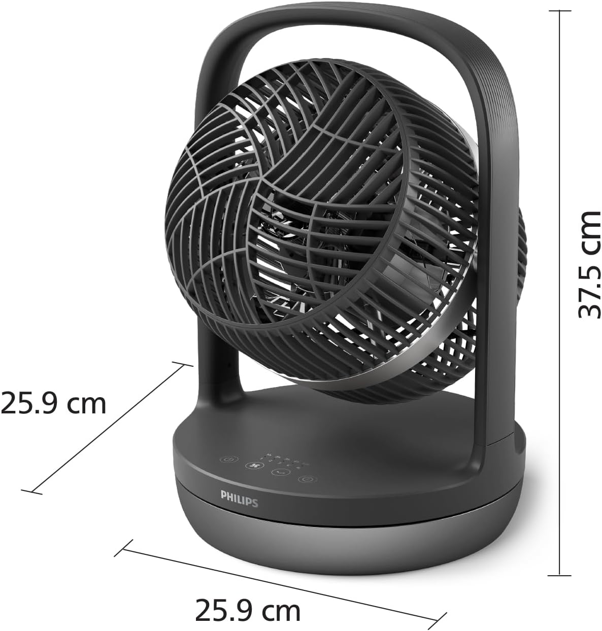 Philips Ventilateur de Table Oscillant Série 3000. Puissant & Silencieux Technologie SilentWings. 23dB. Circulation de l'air. Réglable à 180°. Pour Chambre, Maison et Bureau. Noir (CX3050/01)