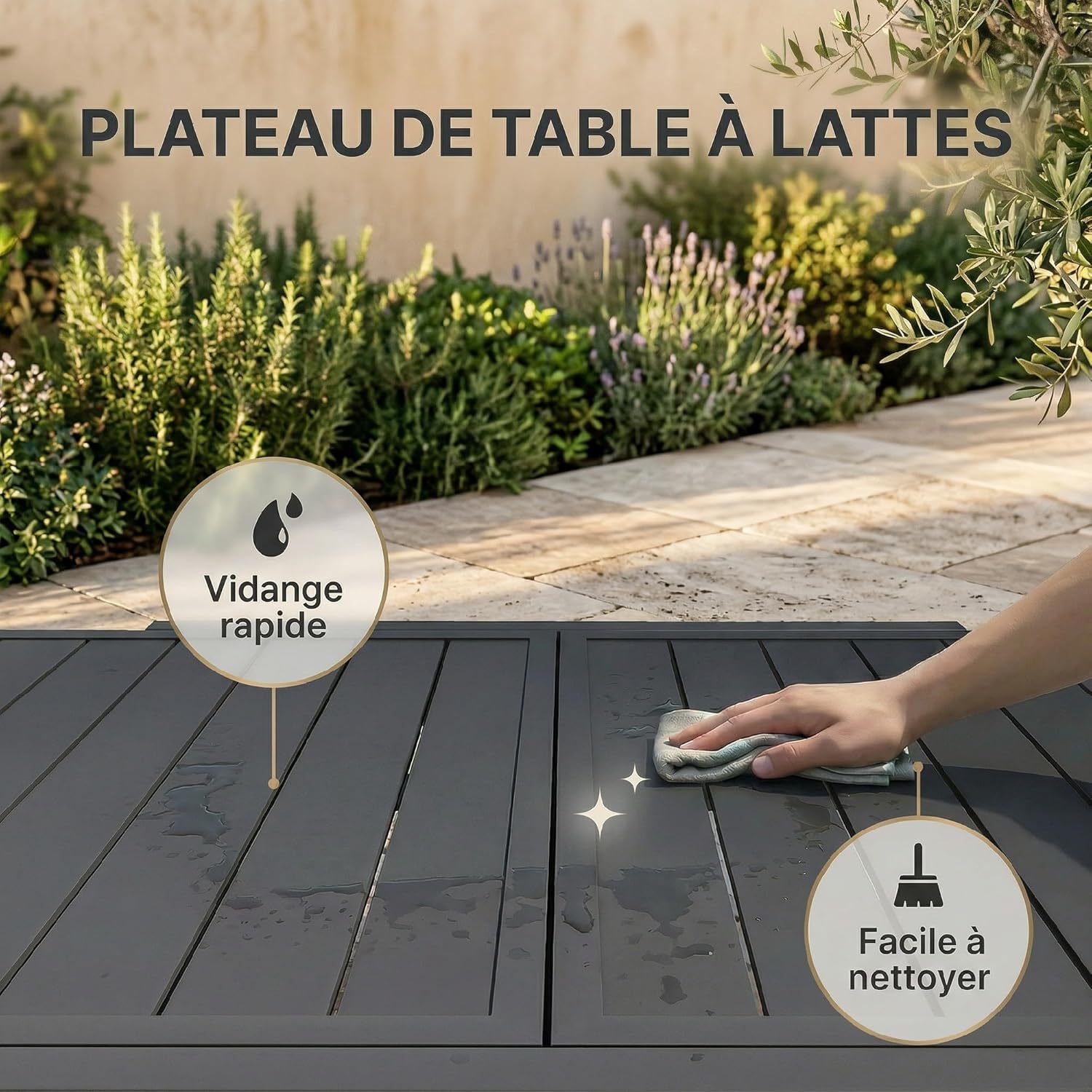 Outsunny - table extensible aluminium/acier - 160/80x80x75 cm - noire