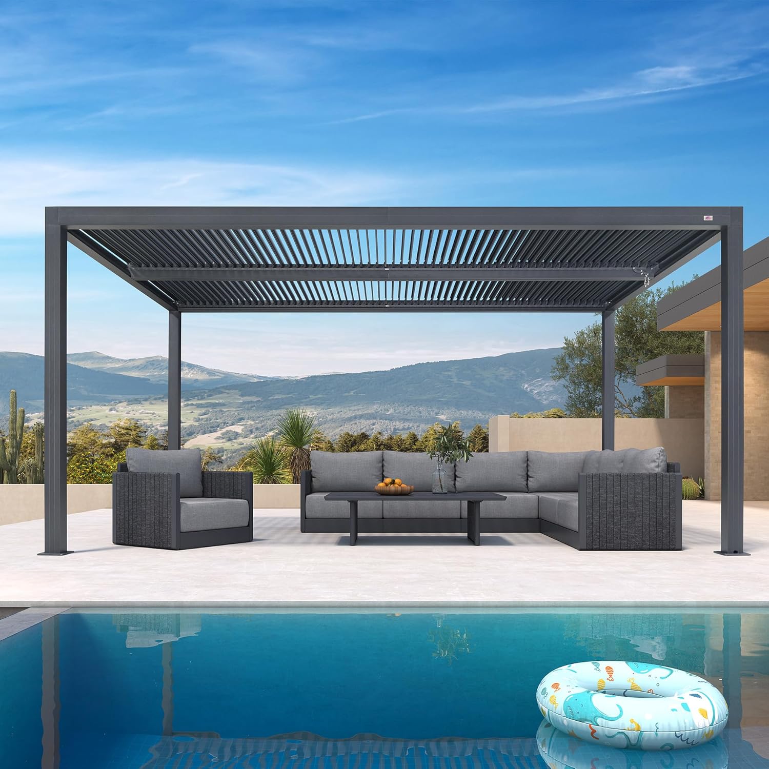 PURPLE LEAF - pergola bioclimatique aluminium 4,8x3m orientable, 14,4m²
