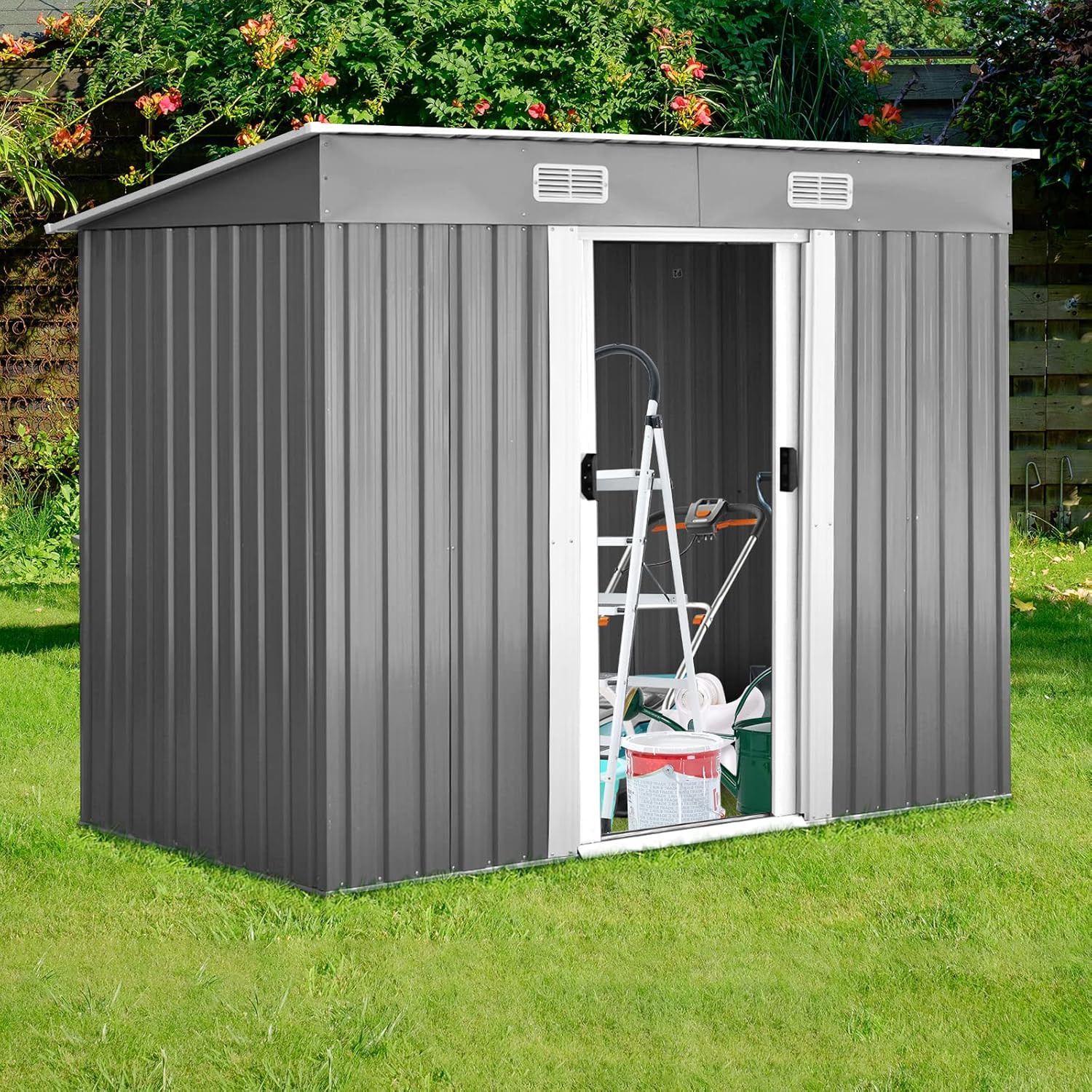 RELAX4LIFE - abri de jardin acier galvanisé 238x131x181cm, ventilé, double porte - RELAX4LIFE3,11㎡