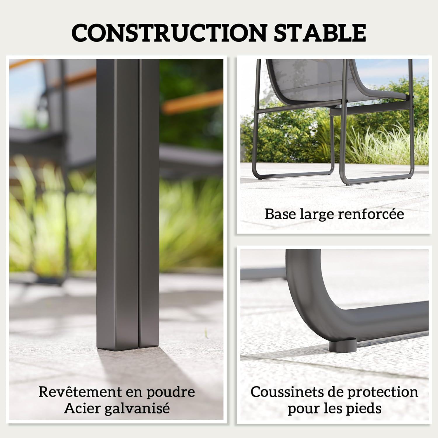 Outsunny - Ensemble salle à manger 6 places - table verre, structure acier - gris