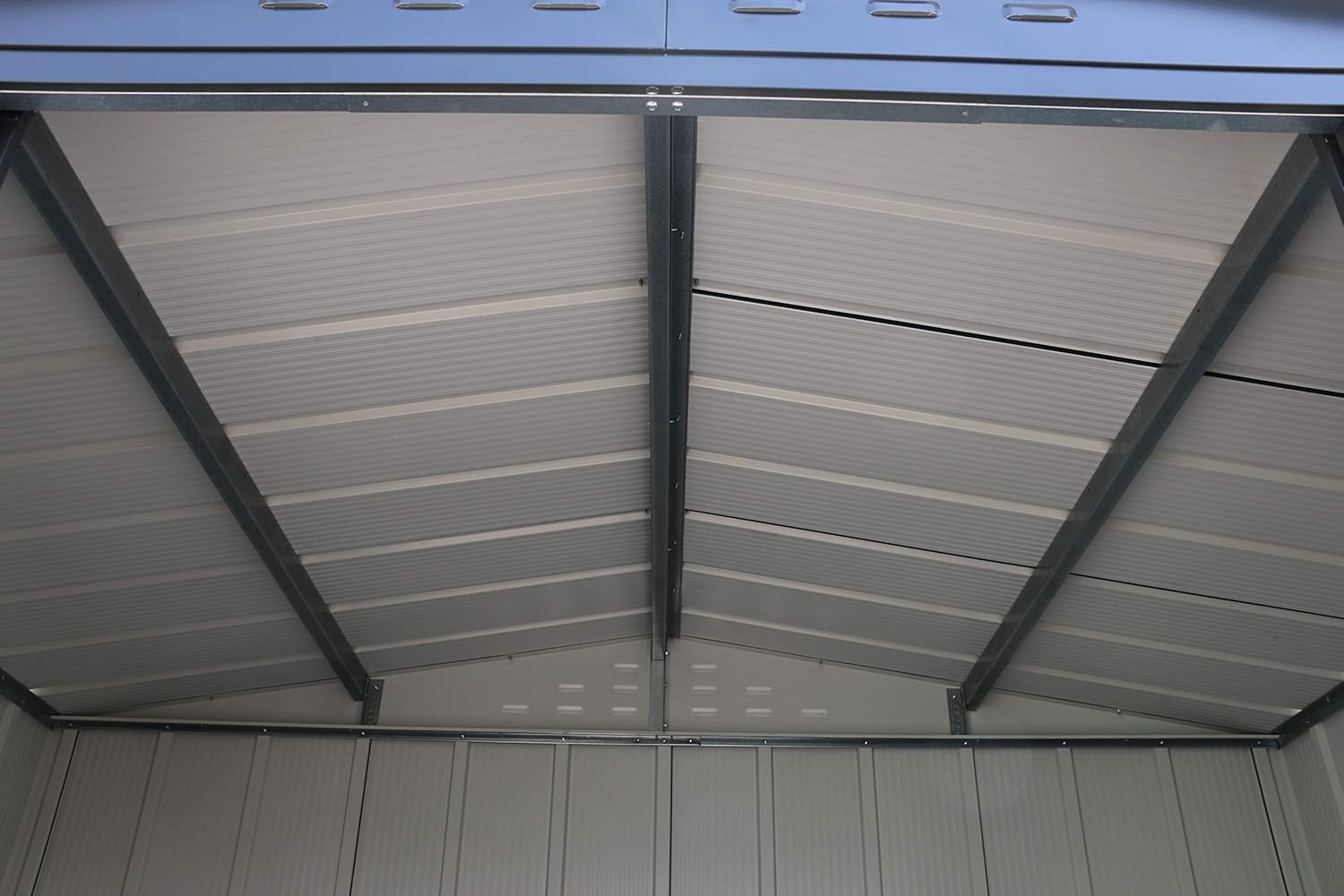Duramax TOP Shed 8 x 6 (4.37 m²) Abri de jardin en métal, fabriqué en acier galvanisé, structure de toit renforcée, abri de jardin en métal sans entretien et résistant aux intempéries, Anthracite