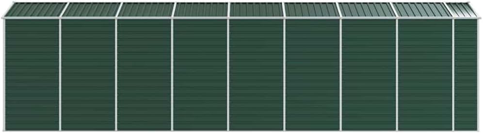 vidaXL Abri de Jardin, Cabane à Outils avec Poignées, Remise à Outils avec Toit Inclinable, Abri de Rangement Terrasse, Vert 191x725x198 cm Acier Galvanisé