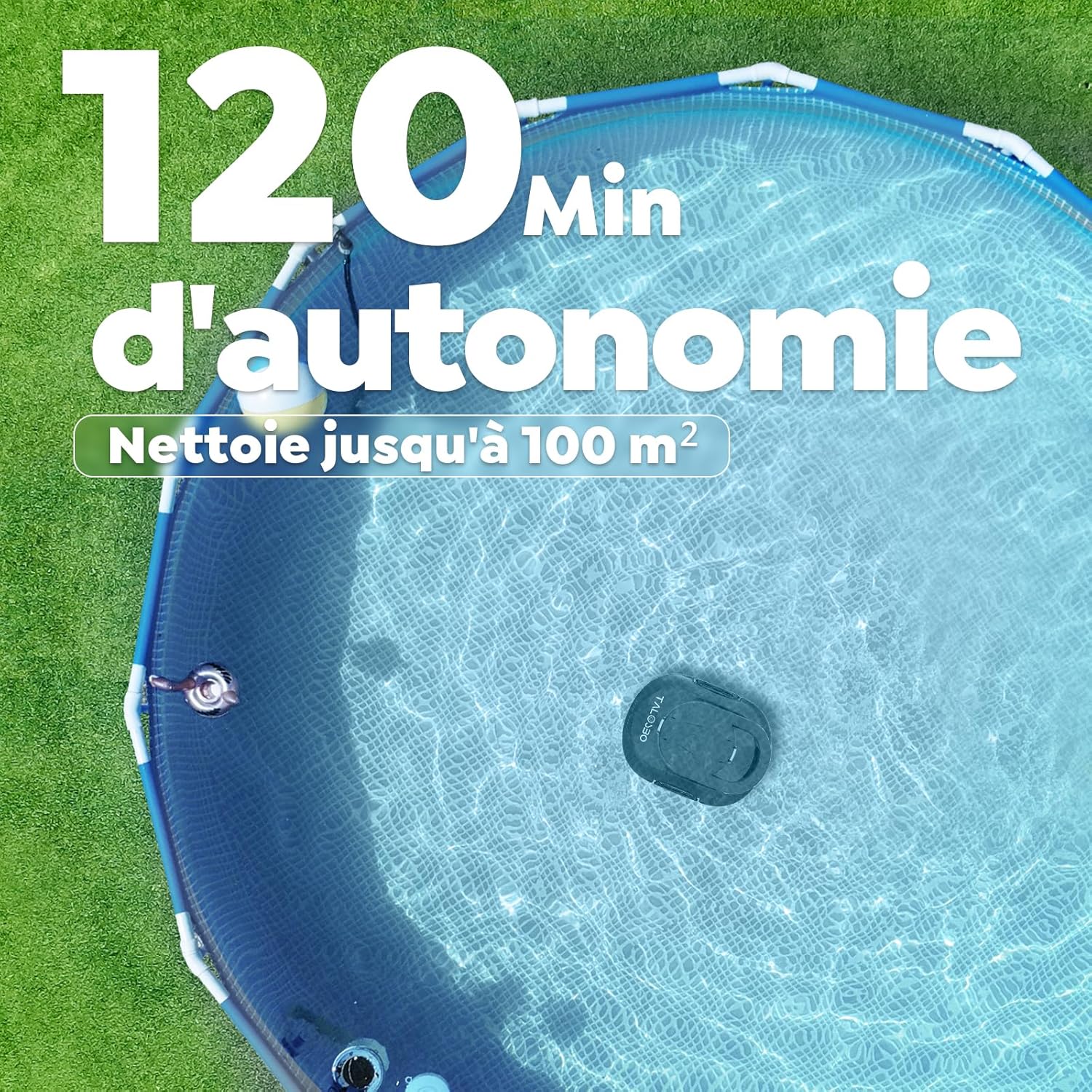 S1PRO Robot piscine sans fil - compact - 120min autonomie, charge rapide, double moteur, jusqu'à 100m² - S1PRO