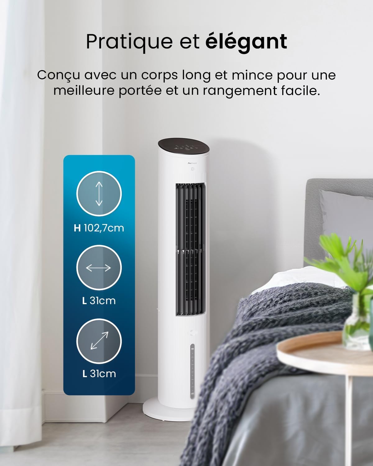 Pro Breeze - OmniAir - 5L - 3 vitesses, 4 modes, minuterie 7h, clim mobile