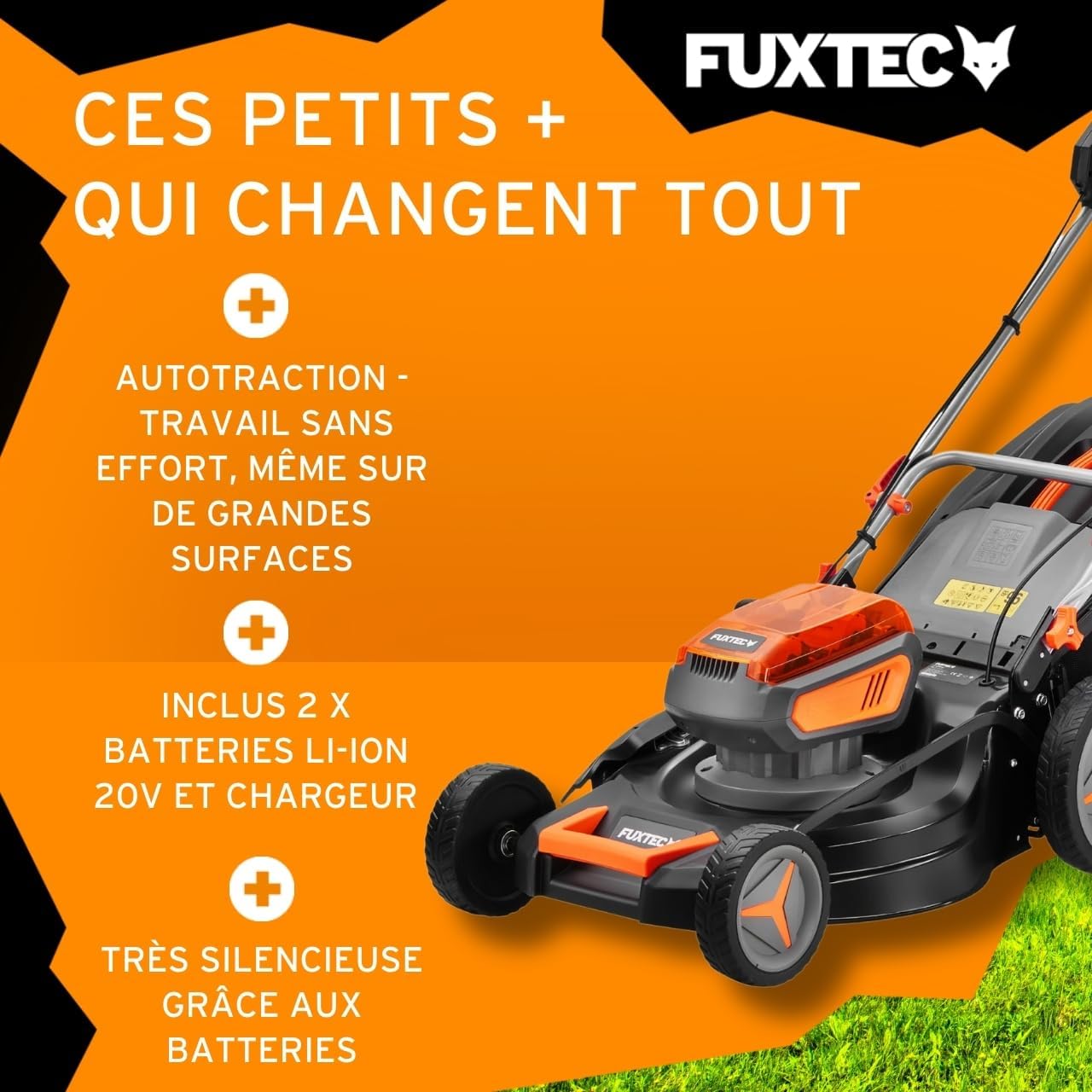 FUXTEC - E2RM46 - 46cm coupe, autotractée, mulching, 50L, 25-75mm E2RM46